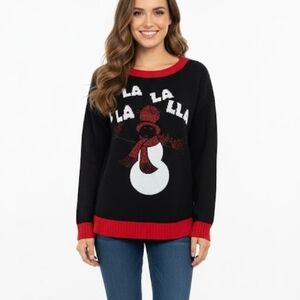 New York Laundry Ugly Christmas Sweater Llama Black Glitter Womens Size Large